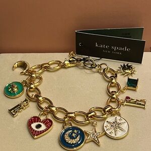 Kate Spade Gold Charm Bracelet with Colorful Accents